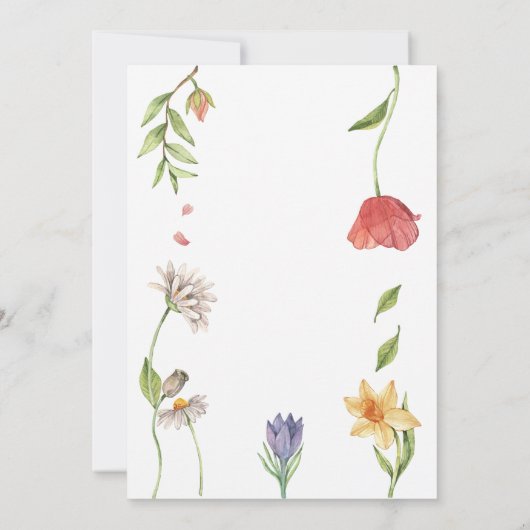 Elegante Boho Wildflower Meisje Baby Shower Kaart (Achterkant)