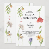 Elegante Boho Wildflower Meisje Baby Shower Kaart (Voorkant / Achterkant)