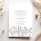 Elegante Boho Wildflower Olijf Groen Bruiloft Kaart