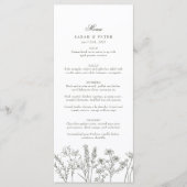 Elegante Boho Wildflower Olijf Groen Bruiloft Menu (Voorkant)