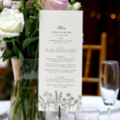 Elegante Boho Wildflower Olijf Groen Bruiloft Menu