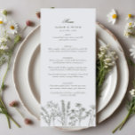 Elegante Boho Wildflower Olijf Groen Bruiloft Menu<br><div class="desc">Elegante Boho Wildflower Olijf Groen Bruiloft Menu</div>