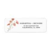 Elegante Boho Wildflower Oranje Poppy Flower Etiket (Voorkant)