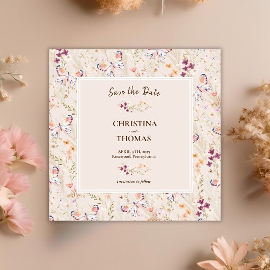 Elegante Boho Wildflower Save the Date