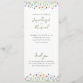 Elegante boho wildflower Script Wedding Programmakaart (Voorkant)