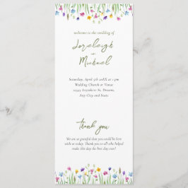Elegante boho wildflower Script Wedding Programmakaart