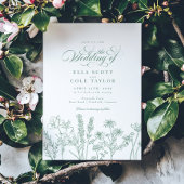 Elegante Boho Wildflower Spring Green Wedding Kaart