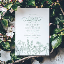 Elegante Boho Wildflower Spring Green Wedding