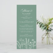 Elegante Boho Wildflower Spring Green Wedding Menu (Staand voorkant)