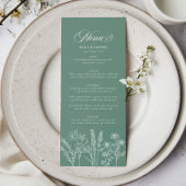 Elegante Boho Wildflower Spring Green Wedding Menu