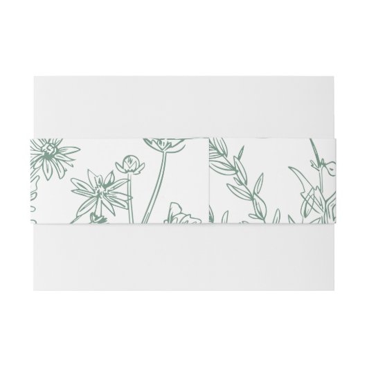 Elegante Boho Wildflower Spring Green Wedding Uitnodigingen Wikkel (Achterkant Voorbeeld)