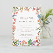 Elegante Boho Wildflower Trouw Uitnodiging (Staand voorkant)