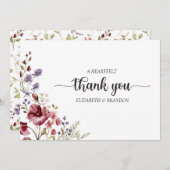 Elegante Boho Wildflower Trouwkaart Bedankje Kaart (Voorkant / Achterkant)