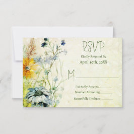 Elegante Boho Wildflower Tuin Bruiloft RSVP Kaartje