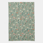 Elegante Boho Wildflower Tuin Sage Groen Theedoek (Verticaal)