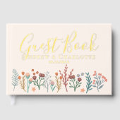 Elegante Boho Wildflower Wedding Gold Gastenboek (Voorkant)