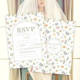 Elegante Boho Wildflower Wedding RSVP Kaarten