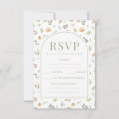 Elegante Boho Wildflower Wedding RSVP Kaarten Kaartje (Voorkant)