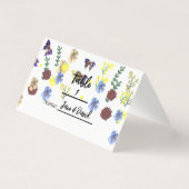 Elegante Boho Wildflower Witte Plaatskaarten Kaart (Achterkant)