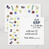Elegante Boho Wildflower Witte RSVP-kaart RSVP Kaartje (Voorkant / Achterkant)
