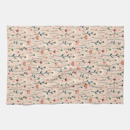 Elegante Boho Wildflower Zomertuin Blush Theedoek (Horizontaal)