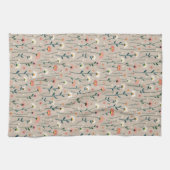 Elegante Boho Wildflower Zomertuin Taupe Theedoek (Horizontaal)