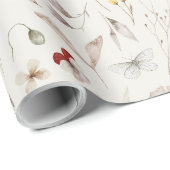 Elegante Boho WildflowerGroene bladeren Cadeaupapier (Rol Hoek)