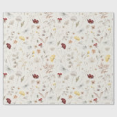 Elegante Boho WildflowerGroene bladeren Cadeaupapier (Vlak)