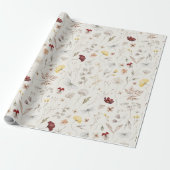 Elegante Boho WildflowerGroene bladeren Cadeaupapier (Uitgerold)