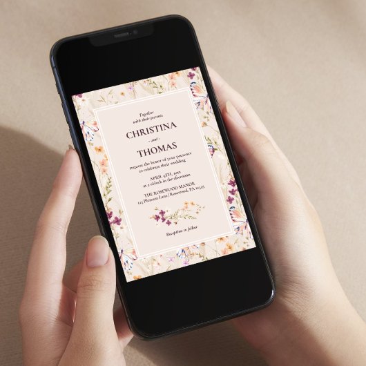 Elegante Boho Wildflowers Fall Wedding Kaart