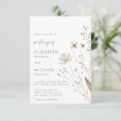 Elegante Boho Wildflowers Floral Wedding Kaart (Staand voorkant)