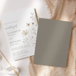 Elegante Boho Wildflowers Floral Wedding Kaart