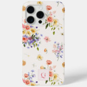 Elegante Boho Wildflowers | Initiaal monogram Case-Mate iPhone Case (Achterkant)
