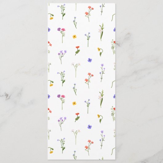 Elegante Boho wildflowers Script Wedding Menu (Achterkant)