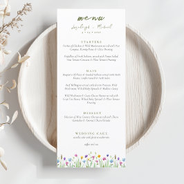 Elegante Boho wildflowers Script Wedding Menu