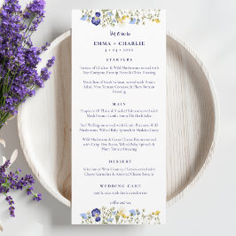 Elegante Boho wildflowers Script Wedding Menu