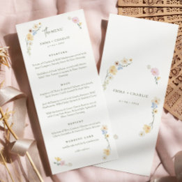 Elegante Boho wildflowers Script Wedding Menu