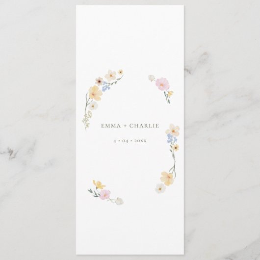 Elegante Boho wildflowers Script Wedding Menu (Achterkant)