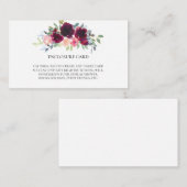 Elegante Boho Wine & Blush Waterverf Bloemen Informatiekaartje (Voorkant / Achterkant)
