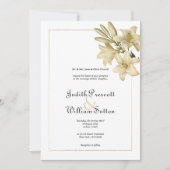 Elegante boho wit goud bloemenlelie bruiloft kaart (Voorkant)