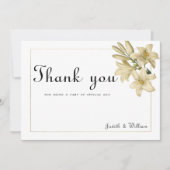 Elegante boho wit goud bloemenlelie Dank U Kaart (Voorkant)