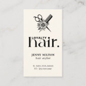 Elegante Boho Wit Zwart Schaar Haar Stylist Visitekaartje (Voorkant)