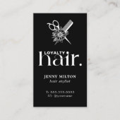 Elegante Boho Wit Zwart Schaar Haar Stylist Visitekaartje (Voorkant)