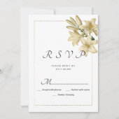 Elegante boho witgouden bloemenlelie RSVP Kaart (Voorkant)