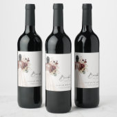 Elegante Boho witte trouwjurk bruidsdouche Wijn Etiket (Flessen)