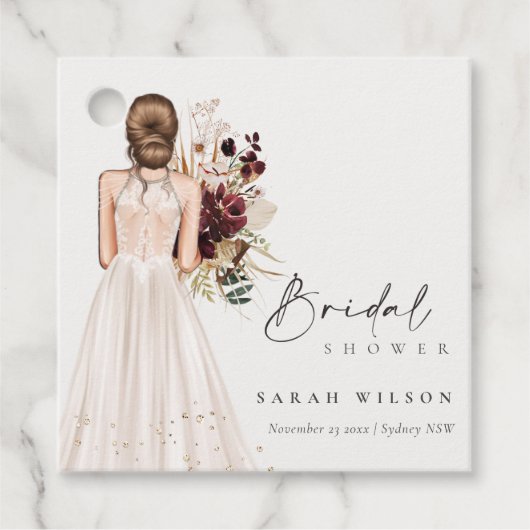 Elegante Boho Witte Trouwjurk Bruidsfeest Bedankjes Labels (Voorkant)