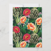 Elegante Boho Woestijn Cactus & Bloemen Bruidsborr Kaart (Achterkant)