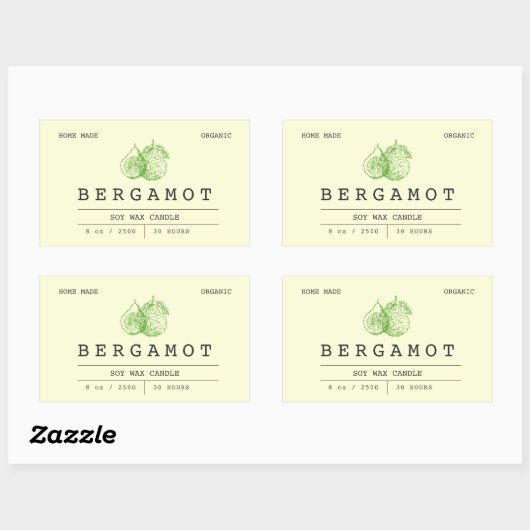 Elegante Boho Zachte Groene Bergamot Kaars Labels (Vel)