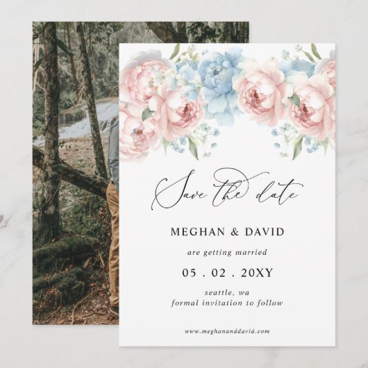 Elegante Boho zomer lente bloesem foto Save The Date (Voorkant / Achterkant)