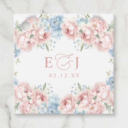 Elegante Boho Zomer Lente Blush Bloemen Bruiloft Bedankjes Labels (Voorkant)